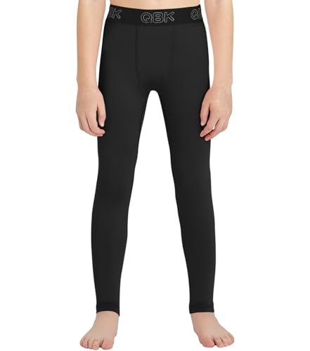 QBK Toddler Boys 2T to Youth Compression Pants Base Layer Leggings Tights for Basketball Soccer Football Baseball Black