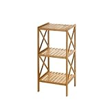LOLAhome Estantería Bambú Baño Suelo Nórdica | Estante de 3 Baldas Madera Natural | Organizador Almacenaje Cocina y Decoración Hogar | Sol Naciente De 36,5x33x 85 cm