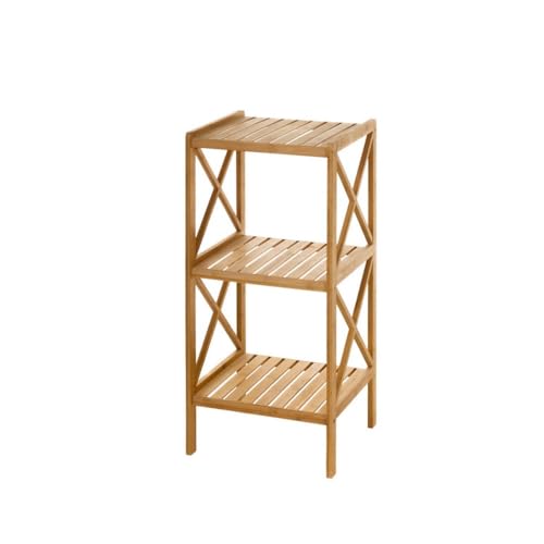LOLAhome Estantería Bambú Baño Suelo Nórdica | Estante de 3 Baldas Madera Natural | Organizador Almacenaje Cocina y Decoración Hogar | Sol Naciente De 36,5x33x 85 cm