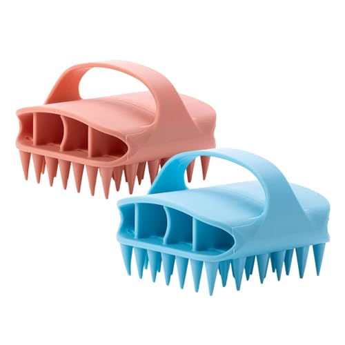 2 Pezzi Massaggiatore Cuoio Capelluto, Massaggiatore Testa Silicone, Spazzola per Shampoo Rosa e Blu, Head Massager per Massaggio della Testa, Esfoliazione Delicata,Stimola la Crescita Capelli