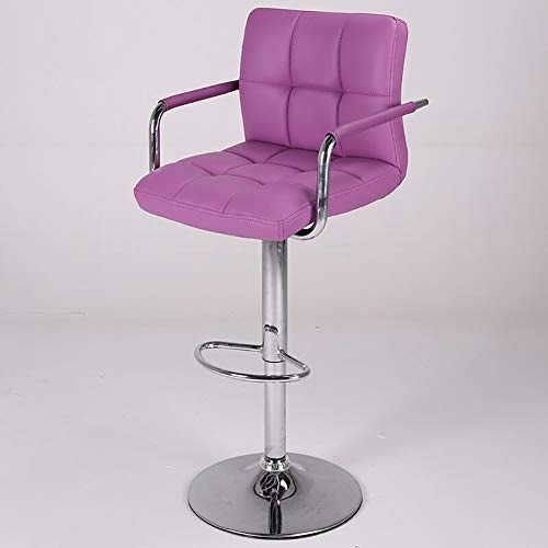 Cyayq Swivel Leatherette Bar Stools,Adjustable Hydraulic Barstool Chairs,For Kitchen Counter With Arms And Back Swivel Stool Chair -Purple #TOP3