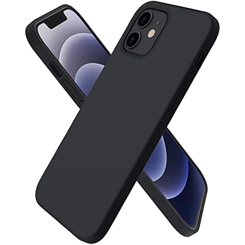 ORNARTO Compatible with iPhone 12 mini(2020) Case 5,4, Slim Liquid Silicone Full Covered Soft 3 Layers Gel Rubber with Microfiber Case Cover 5.4 inch-Black Cover