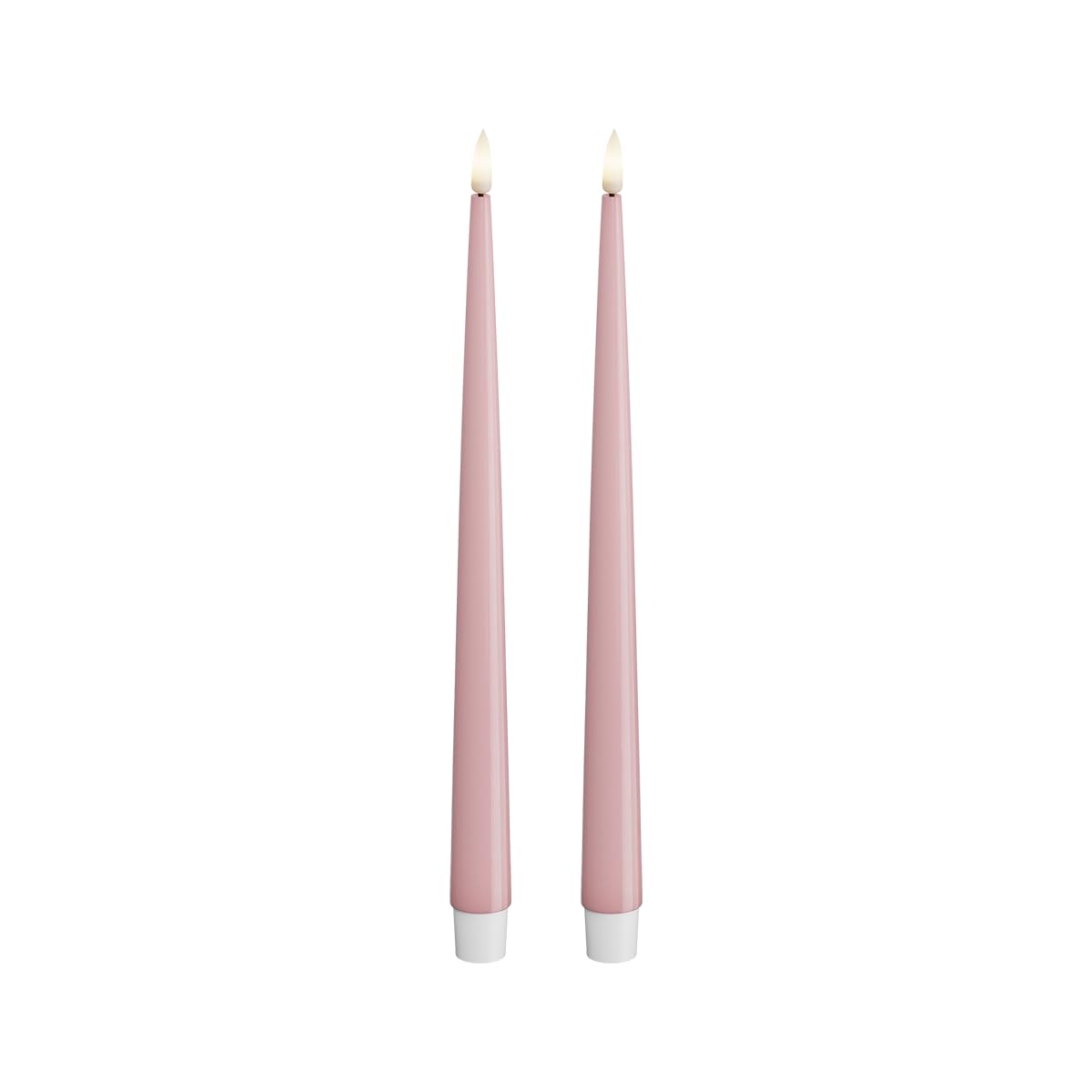 Deluxe Homeart Indoor Flameless LED Dinner Candle - Set of 2 - with Real Flame™ Technology - Battery Powered Candle (28 cm, Light Pink)