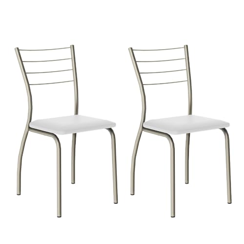 Conjunto 2 Cadeiras 1700 Tubo Prata Napa Branca Carraro