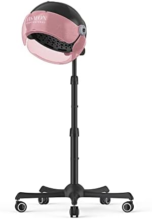TASALON Ionic Hooded Hair Dryer, 1875W Professional Adjustable Standing Bonnet with 3 Temperature Settings, Sit Under Hair Dryer for Home, Auto Salon Dryer with Rolling Wheels & Timer, Pink