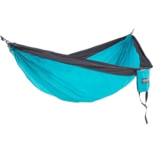 ENO SingleNest Hammock – Lightweight, 1 Person Portable Hammock – for Camping, Hiking, Backpacking, Travel, a Festival, or The Beach – Aqua/Charocal