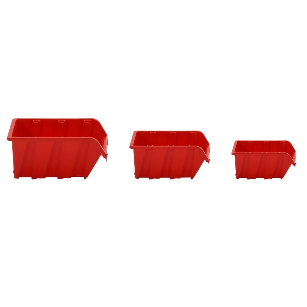 Set estantes Taller 26 pzas Polipropileno Rojo y Negro 77x39 cm,Organización y Almacenamiento de Herramientas,Armarios para Herramientas,2.11kg-152204