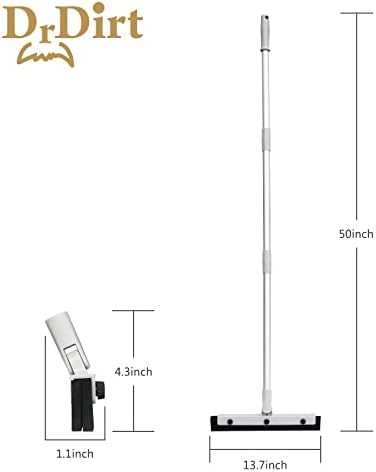 DrDirt Floor Squeegee, Squeegee for Floors with 45inch Handle, with High-Performance Replaceable 14inch Foam Rubber, Perfect for Bathroom Kitchen Pet Hair Dust Oily Fur Floor Marble Smooth Floor