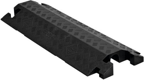 Image of Checkers 1 Channel Industrial Drive Over Cable Protector, Drop Over for 2.25 inch Lines, 23k /Axle Load Capacity Hose and Cable Ramp for Heavy Duty Equipment, Made in The USA, Black, CP1X225-GP-DO-B