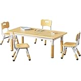 Brelley Kids Table and 4 Chairs Set, Height Adjustable Toddler Table and Chair Set, Graffiti Desktop, Non-Slip Legs, Max 300lbs, Children Multi-Activity Table for Ages 2-8