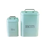 Generisch 2er Set Teedosen Keksdosen Vorratsbehälter Kartoffeltopf Zwiebeltopf Knoblauchtopf Metall Vorratsdosen Aufbewahrungsbehälter,Blau