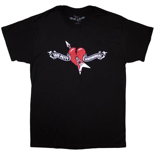 Rock Off officially licensed products Tom Petty and The Heartbreakers Heart Logo T Shirt L Black