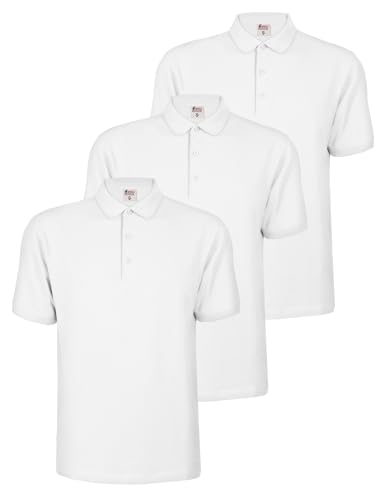 Image of ALPIDEX Men's Polo Shirts Pack of 3 100% Cotton Polo Shirt Men Shirt Tshirt Short Sleeve Plain Casual S M L XL XXL 3XL 4XL 5XL, Size:5XL, Colour:White
