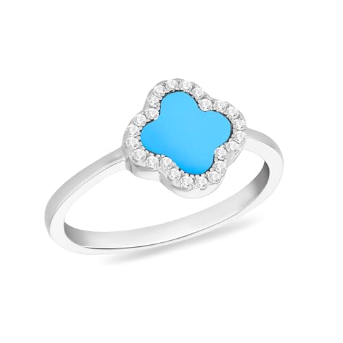 Bague trèfle argent fin contre le ternissement Tuscany Silver avec strass CZ