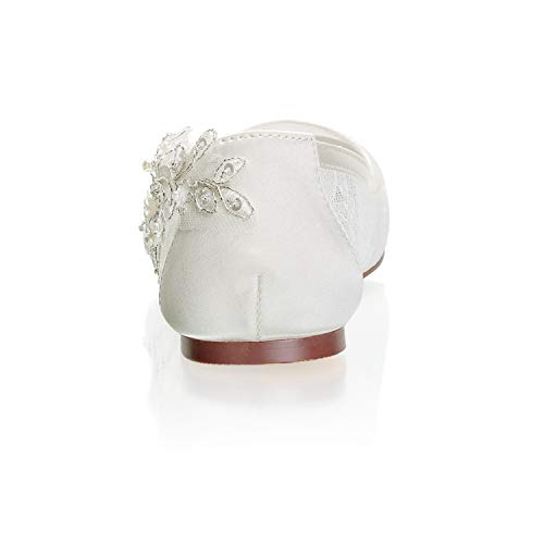 Emily Bridal Wedding Shoes Lace up Round Toe Rhinestone Flat Mother of The Bride Shoes4