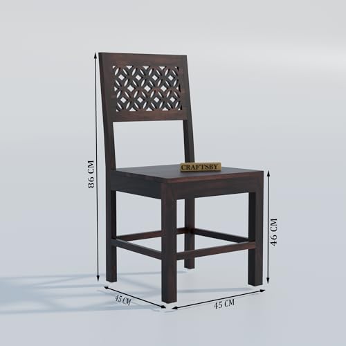 Image of 57 Inch Length Solid Sheesham Wood 6 Seater Dining Table Set | Six Seater Dinner Table with 6 Chairs | Dinning Table Set 6 Seater for Living Room | Wooden Table & Chair Set | Walnut Finish