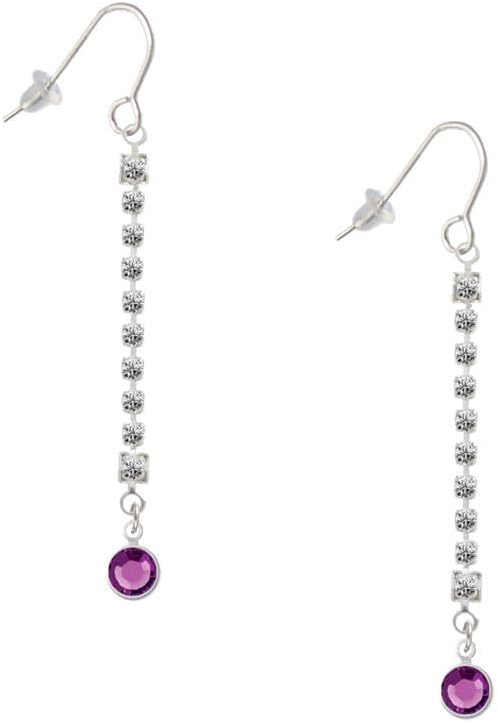Delight Jewelry Crystal Channel Drop Silver-tone Long Sparkle Dangle French Earrings