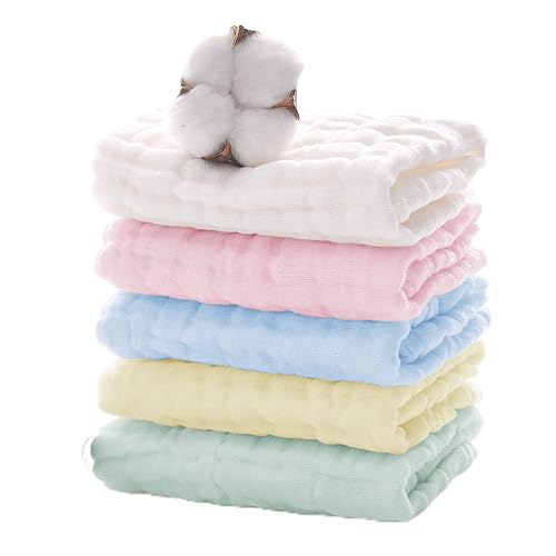 Muslin Cloths for Baby 5 Pack UK Company Burp Cloths Newborn Essentials 100% Cotton Organic Washable