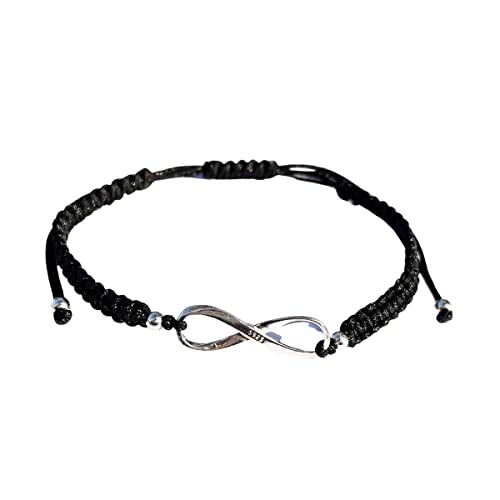Bracelet d'amitié infini 925 cordon noir réglable pour homme et femme