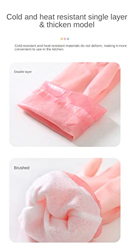 Image of Reusable Heavy Duty Hand gloves for Dishwashing, gardening, kitchen cleaning Non-Slippery & Durable Long Elbow Length(Inner cotton lining for comfort), 1 Pair (Fruit Pink)