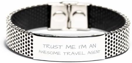 Travel Agent Stainless Steel Bracelet, Trust Me I’m an Awesome Travel Agent, Best Funny Gifts, Birthday Gifts, for Men Women