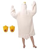 Srutirbo Goose Blanket Hoodie Goose Onesie Warm Cozy Wearable Hooded Blanket Duck Costume Sleeping Bag for Adult & Kid (White, Large)