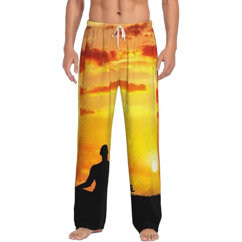 Vêtement de détente homme avec pantalon de pyjama imprimé yoga en polaire chaude