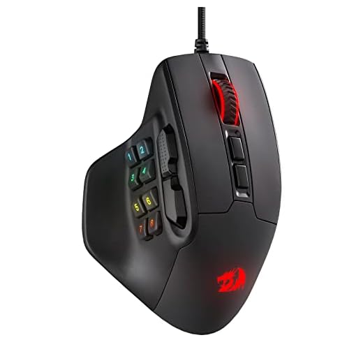 Redragon M811 Aatrox MMO Gaming Mouse, 15 Programmable Buttons Wired RGB Gamer Mouse w/Ergonomic Natural Grip Build, 10 Side Macro Keys, Software Supports DIY Keybinds & Backlit