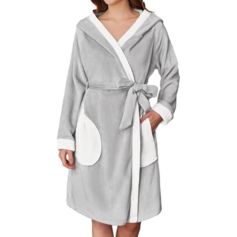 Ekouaer Women's Hooded Fleece Robe Cover