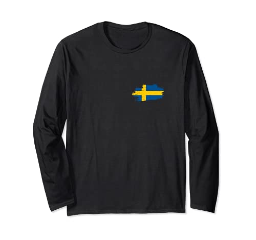 Flag Sweden Long Sleeve T-Shirt, Black