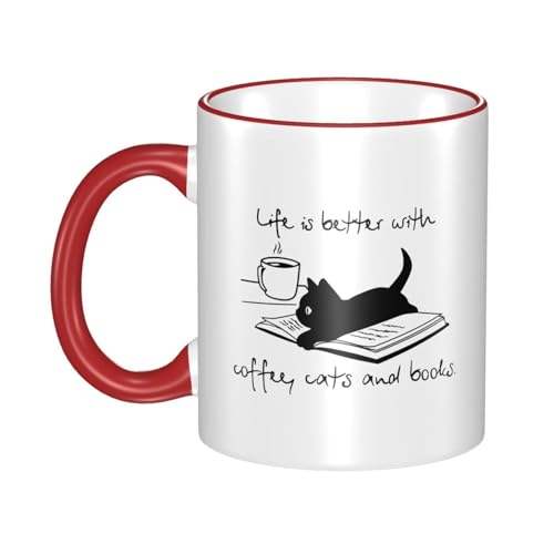 マグカップ コーヒーカップ 黒猫 おもしろ 猫柄 耐熱カップ カップルカップ ペン立て 両面プリント 箱付き 直飲み 陶器 おしゃれ 大容量 330ml 誕生日 プレゼント