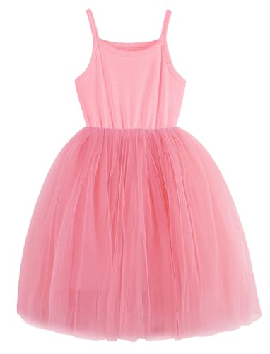 Image of GSVIBK Baby Girls Tutu Dress Sleeveless Toddler Cotton Tulle Skirt Princess Party Prom Dresses