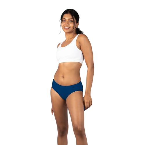 Image of Lavos Bamboo Cotton Panties for Women, Comfortable Soft Mid-Waist Hipster Panty with Thin Inner Elastic, Anti-Bacterial Odour Free Underwear for Womens, Seamless No Visible Briefs for Ladies