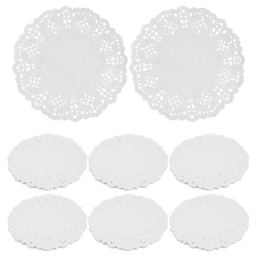 SHINEOFI Centrini di Carta Rotondi Usa e Getta da 215 CM Set da 140 Pezzi Centrini di Pizzo Monouso per Dessert Snack e Pizza Tovagliette Decorative per Feste Matrimoni e Anniversari