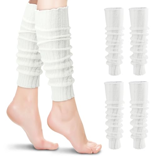 2 Pairs Extra Soft Knits Leg Warmer for Women Winter Fashion Toeless Dance Training Socks for Yoga, Ballet Dance2