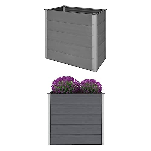 Chaduof Garten-Hochbeet, Pflanzkübel, Kräuterbeet, Hochbeete-kit, Schneckenzaun, Pflanztrog, Pflanzgefäße, Pflanzfolie Für Hochbeet,Teichbecken, WPC 100 x 50 x 91 cm Grau