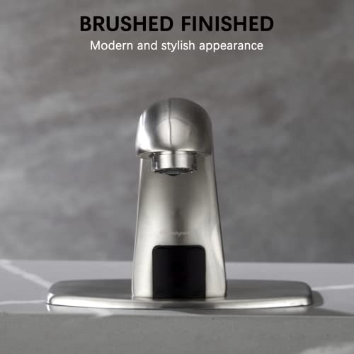 Charmingwater Touchless Bathroom Sink Faucet, Hands Free Automatic Sensor Faucet With Hole Cover Plate, Brushed Nickel #TOP4