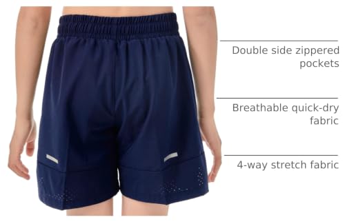 IRELIA 2 Pack Boys Box Brief Liner Compression Zipper Pocket Shorts Kids Quick Dry Active Sports Shorts with Reflective Strip BN 10-12 Black/Navy - image 4