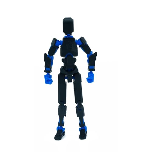 Image of Dummy 13 Action Figure Robot | Fully Articulated 3D Printed Robot Toy | 5.4-inch Collectible Figurine | Matte Finish| Unassembeled (Black-Blue)