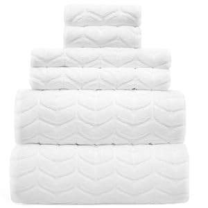 Ultra Soft Stylish 700 GSM Luxury Bath Towels 100 Zero Twist Long Staple Cotton Remarkably Absorbent Quick Drying 6 Piece Towel Set White