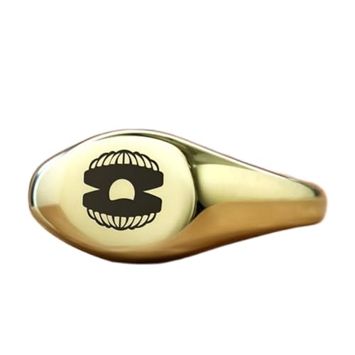 Bague en perle de mer ronde - Argent 925 plaqué or - Chevalière vintage hypoallergénique