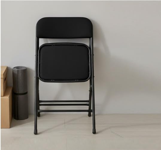 TOBY Premium Black Metal Folding Chair – Heavy-Duty Steel Frame, Padded Seat & Backrest – Portable, Space-Saving, and Comfortable Seating for Home, Office, Events