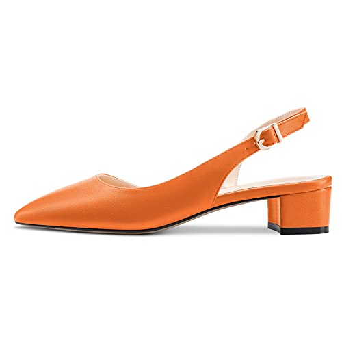 Escarpins slingback orange mat à talon bloc de 3.5 cm taille 41
