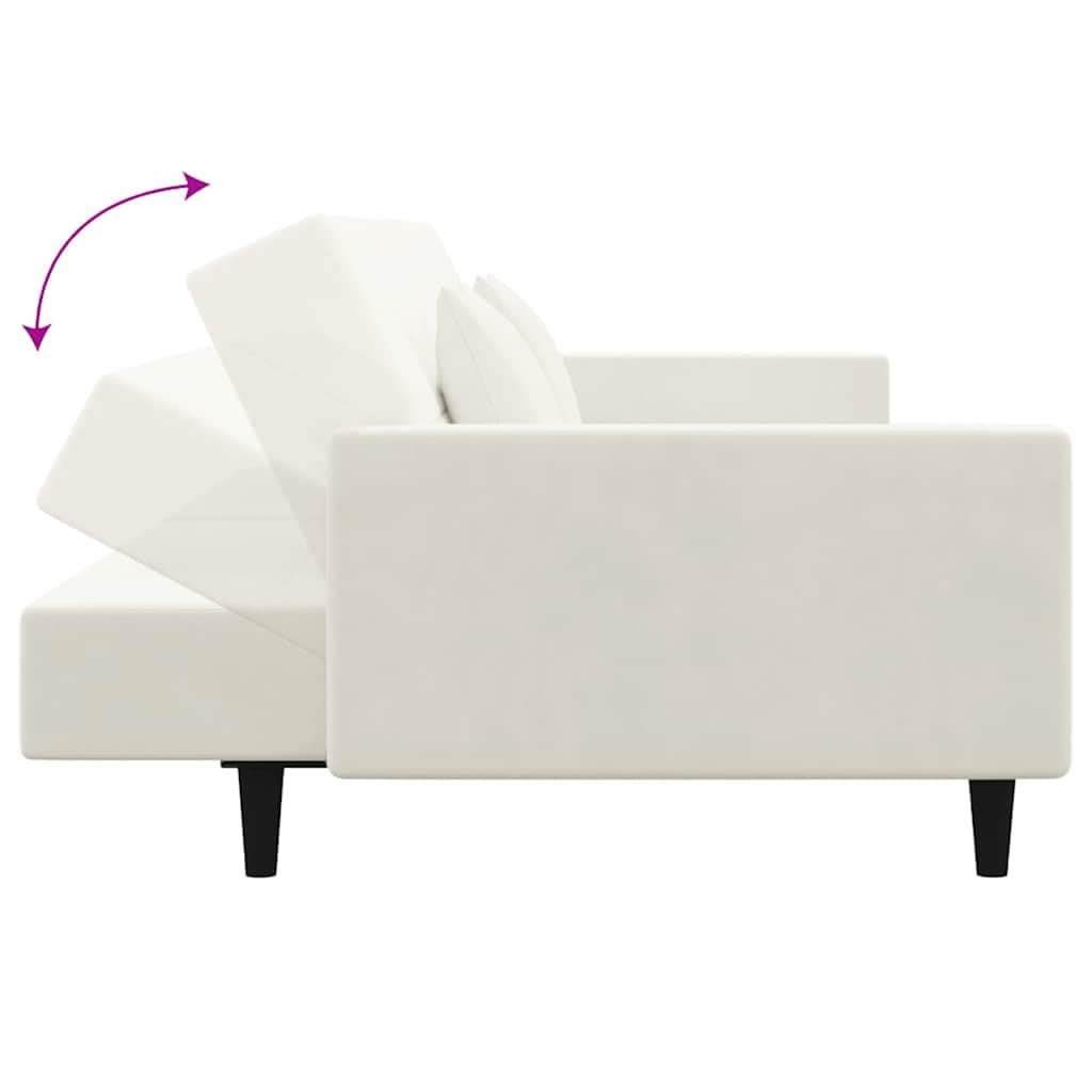Sofá cama de 2 plazas con 2 cojines de terciopelo crema – 2 en 1 cojín para invitados y cómoda cama de salón
