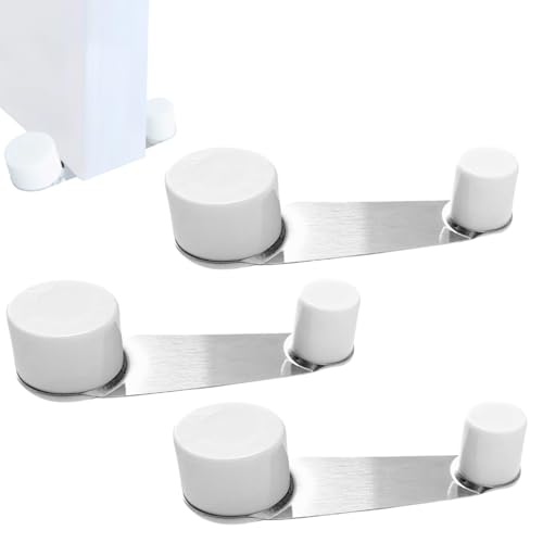 Tope puertas suelo giratorio 4 unids - Topes para puertas suelo con retenedor blanco - Tope sujeta puertas suelo adhesivo -...