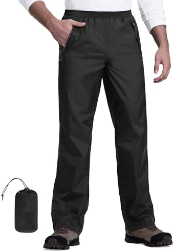 33,000ft Packable Rain Pants for Men Waterproof Lightweight Hiking Pants