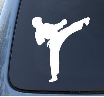 KARATE KICK - Calcomanía de vinilo para auto #1317, 5.5", Blanco