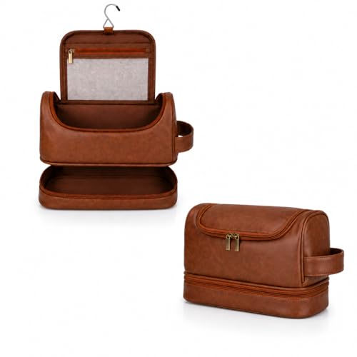 Necessaire Masculina Grande com Gancho, Compartimentos Organizadores e Couro Sintético Premium
