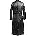 ZWRXW Leather Trench Coats for Men Double Breasted Notched Lapel Overcoats Vintage Slim Fit Long Sleeve Classic Jackets