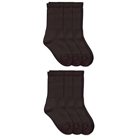 Jefferies Socks Boys' Seamless Sport Crew Half-Cushion Socks (Pack of Six), Black, Medium Cover